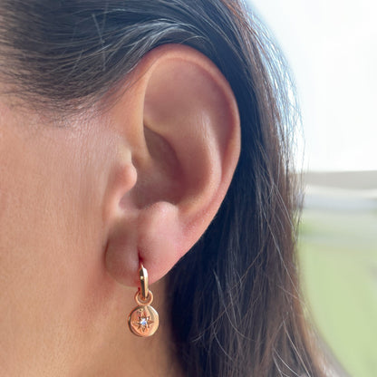 Boucles d'oreilles en pierre de lune - Créoles North Star