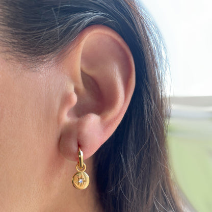 Boucles d'oreilles en pierre de lune - Créoles North Star