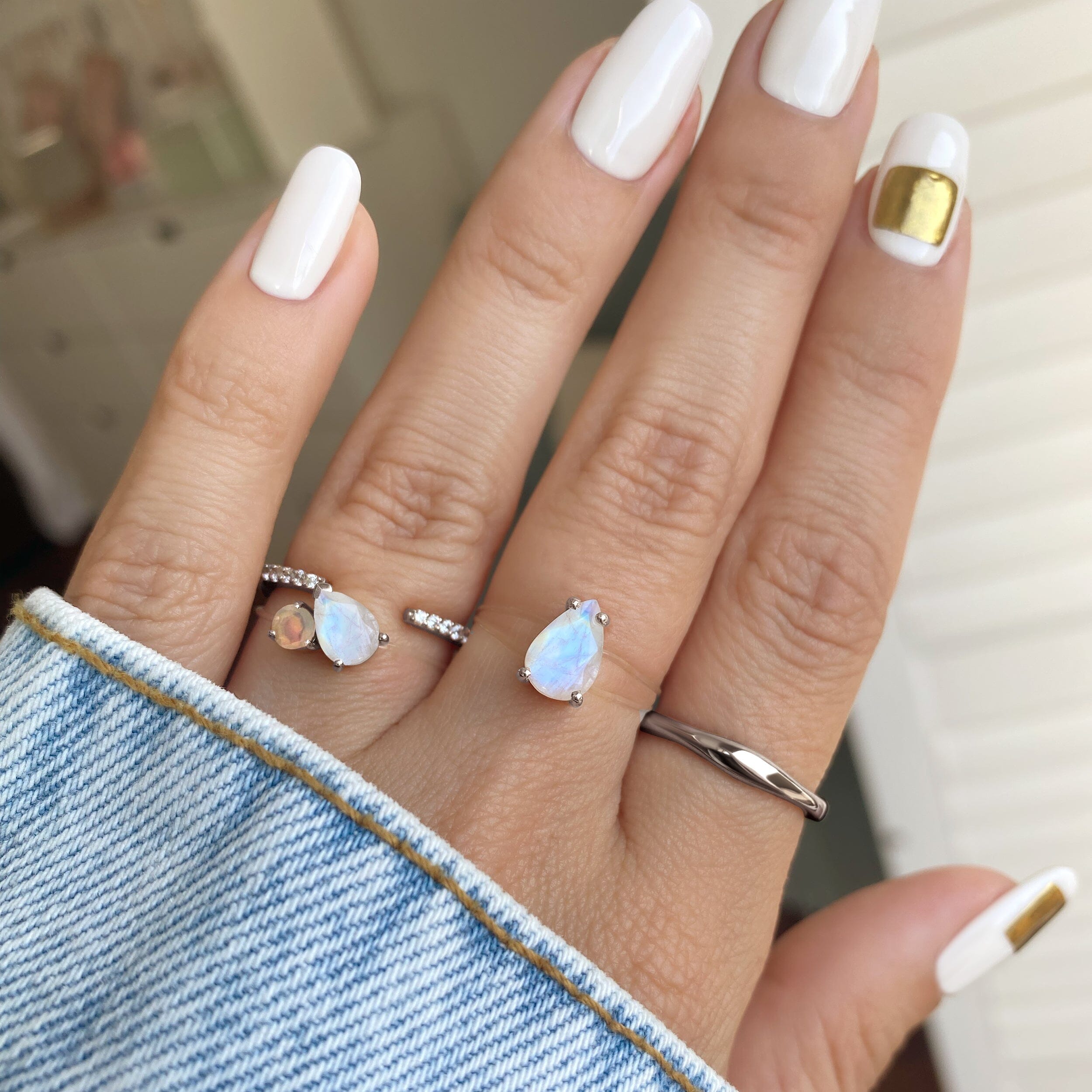 Moonstone Ring Floating Sway - June Birthstone