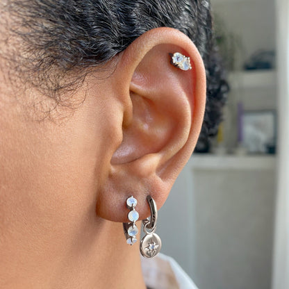 Boucles d'oreilles en pierre de lune - Créoles North Star