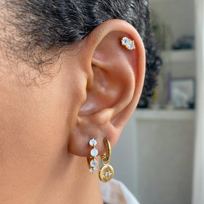Boucles d'oreilles en pierre de lune - Créoles North Star