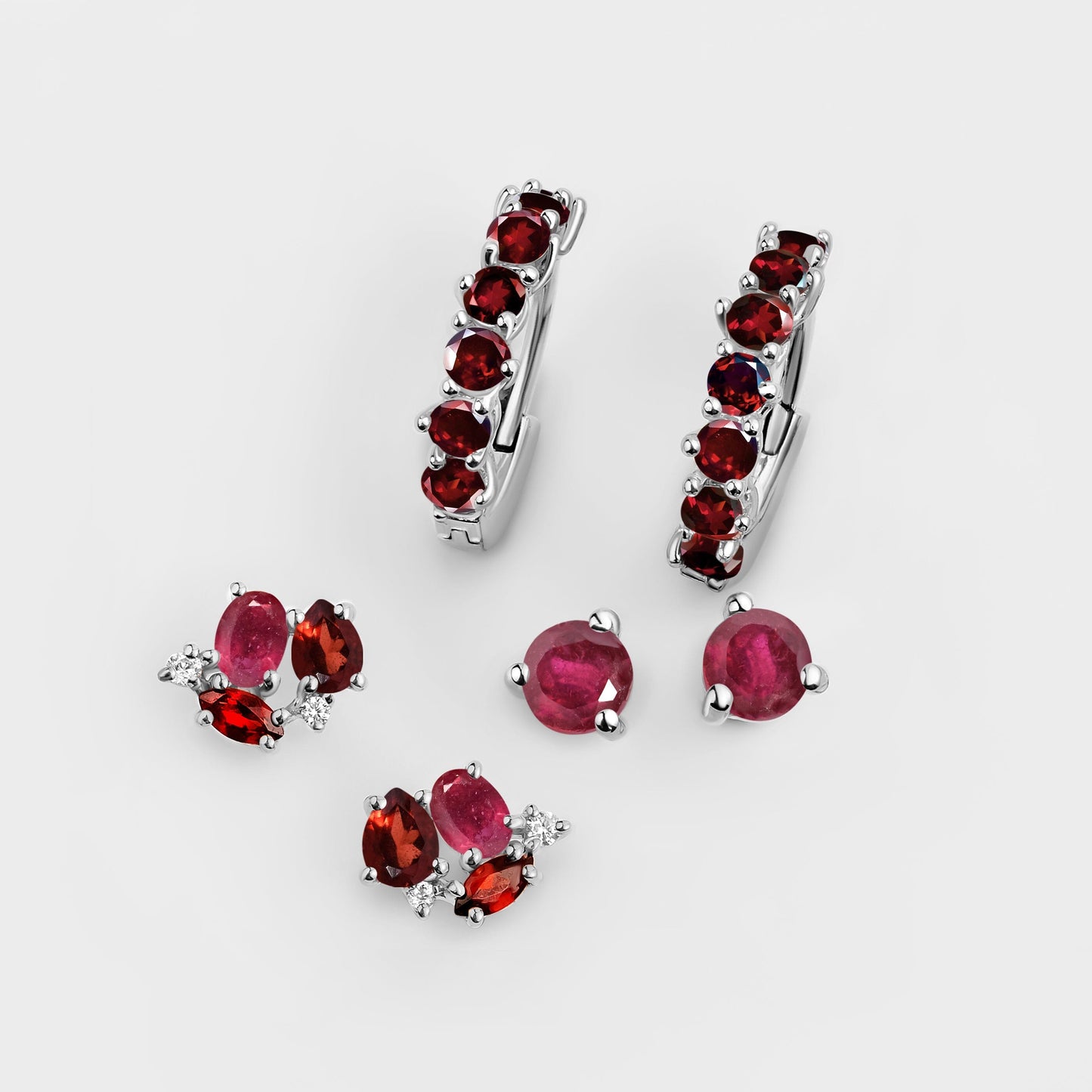 Ensemble de boucles d'oreilles créoles rubis et grenat - Trio High Vibe