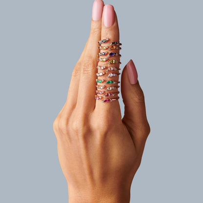Bague ajustable en tourmaline rose Flourish – Pierre de naissance d'octobre