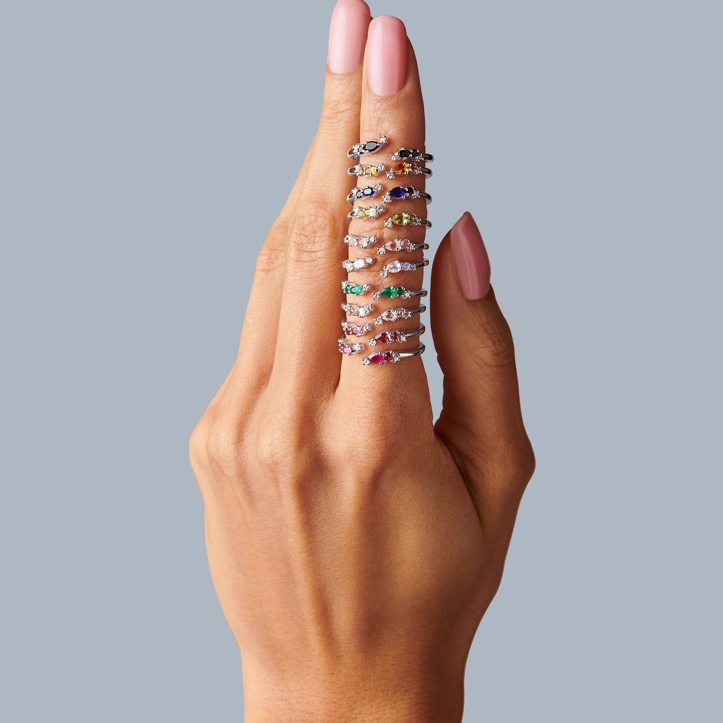 Bague ajustable en tourmaline rose Flourish – Pierre de naissance d'octobre