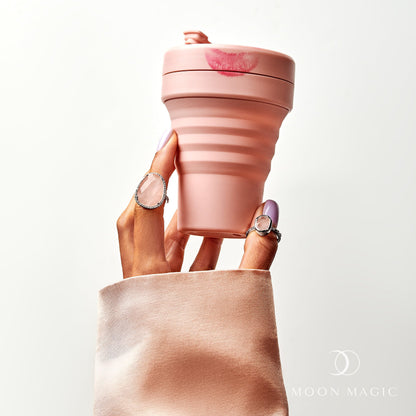 Bague en cristal brut - Quartz rose hypnotique