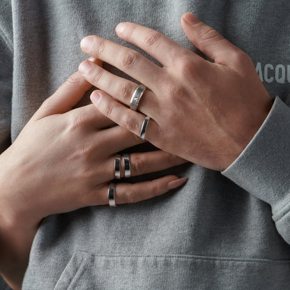 Bague unisexe en zircon blanc - Fabriquée