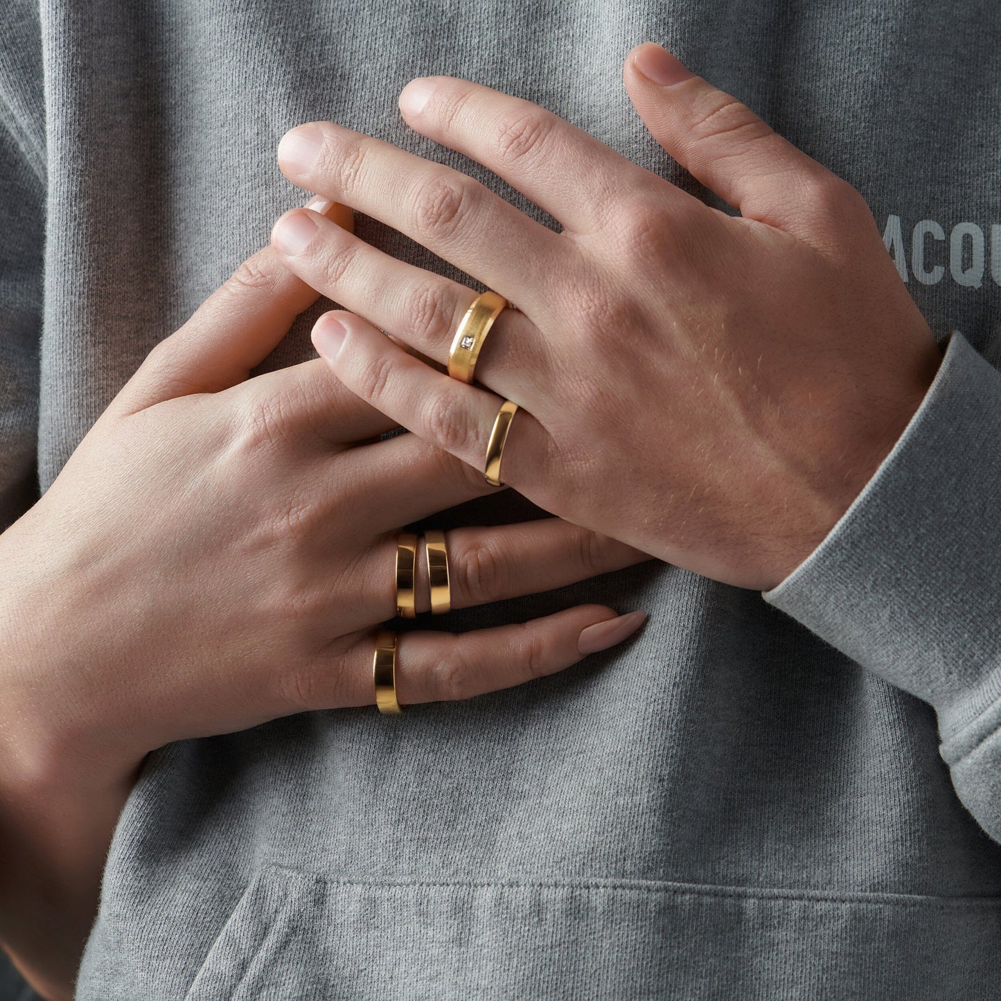 Bague unisexe en zircon blanc - Fabriquée