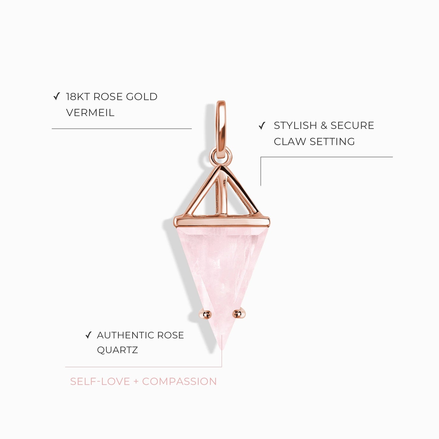 Breloque en quartz rose - Héroïne