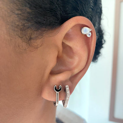 Boucles d'oreilles en zircon blanc - Créoles Sirius