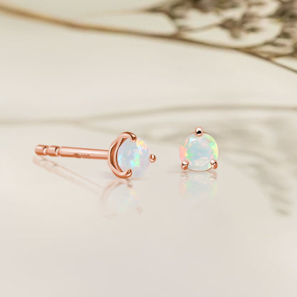 Boucles d'oreilles rondes en opale - Pierre de naissance d'octobre