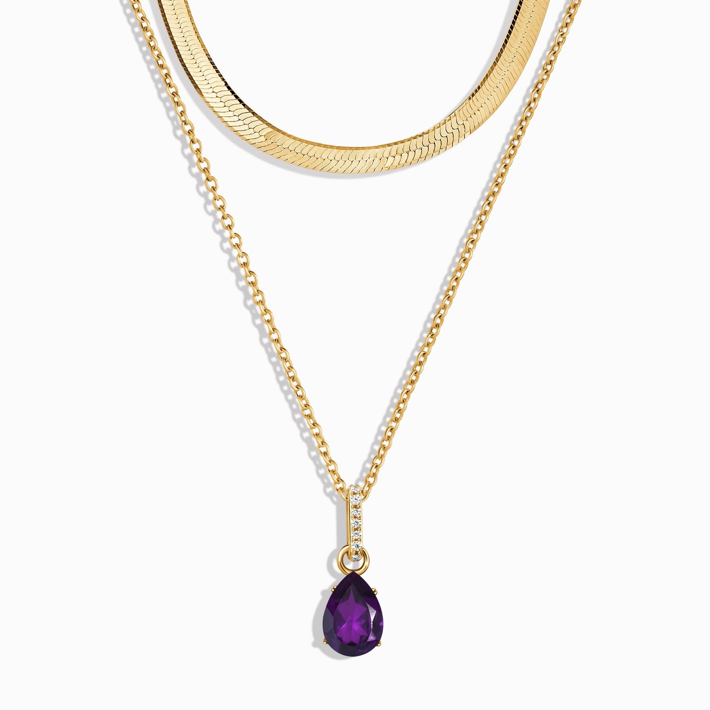Collier Sway avec pierre de naissance en améthyste et chaîne à chevrons