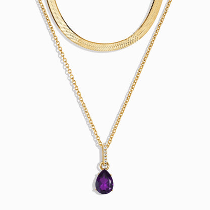 Collier Sway avec pierre de naissance en améthyste et chaîne à chevrons