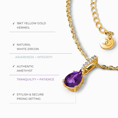 Collier Sway avec pierre de naissance en améthyste et chaîne à chevrons