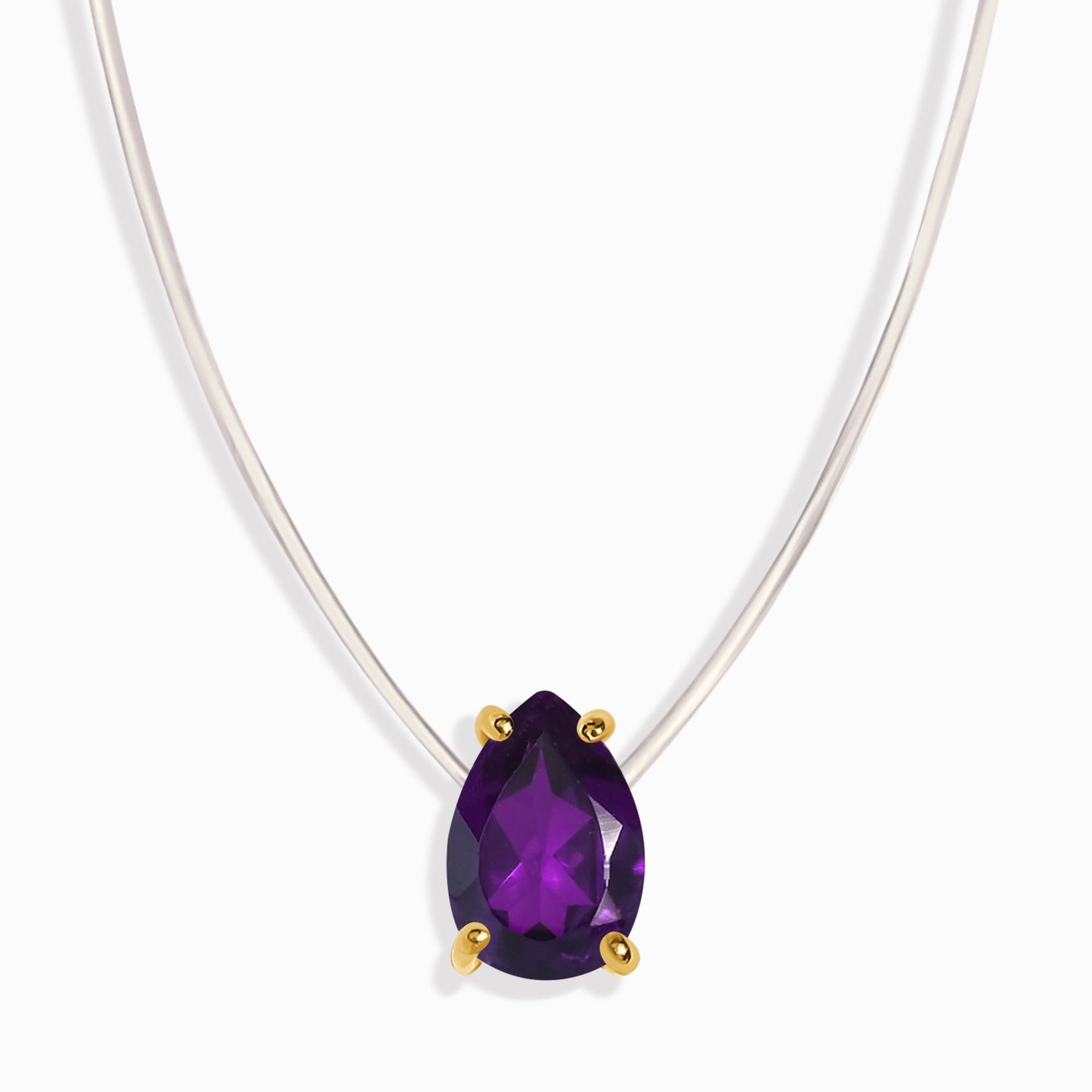 Collier d'améthyste flottant - Pierre de naissance de février