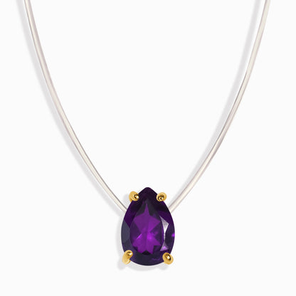 Collier d'améthyste flottant - Pierre de naissance de février
