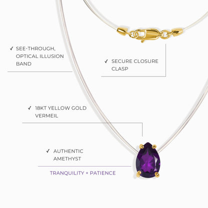 Collier d'améthyste flottant - Pierre de naissance de février