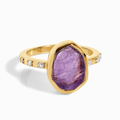 Bague en cristal brut – Améthyste hypnotique