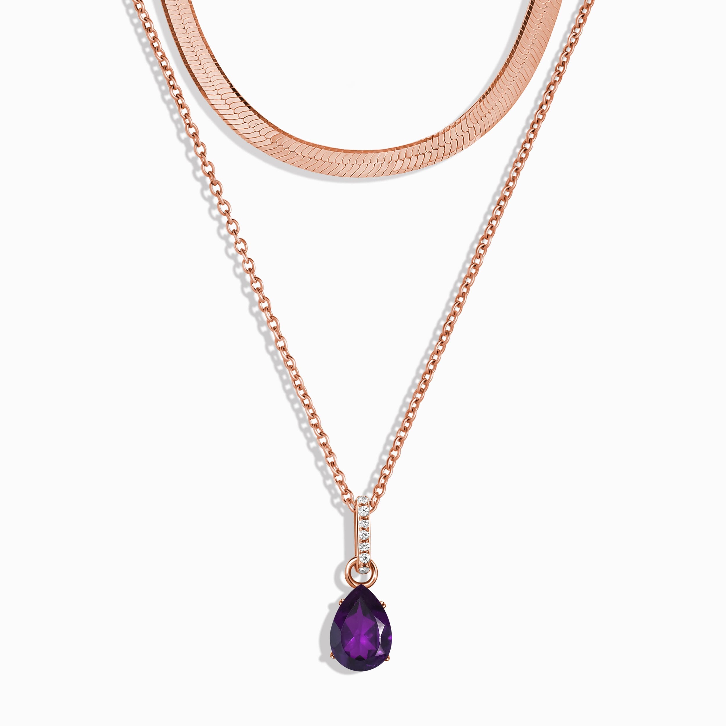 Amethyst Birthstone Sway Necklace & Herringbone Chain