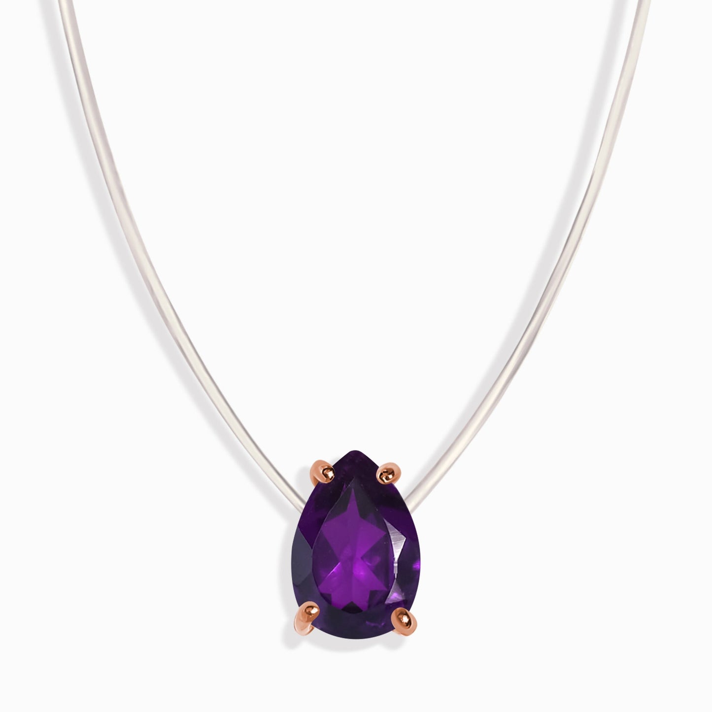 Collier d'améthyste flottant - Pierre de naissance de février