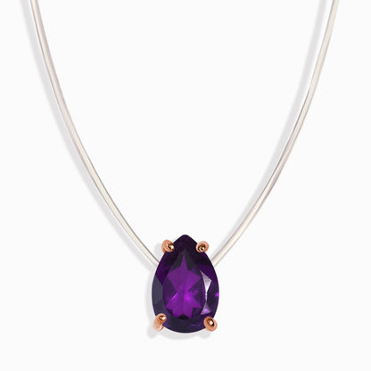 Collier d'améthyste flottant - Pierre de naissance de février