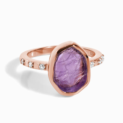 Bague en cristal brut – Améthyste hypnotique