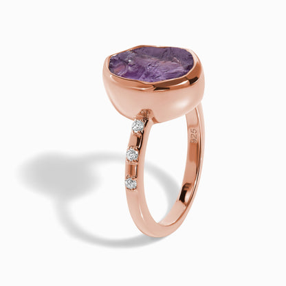 Bague en cristal brut – Améthyste hypnotique