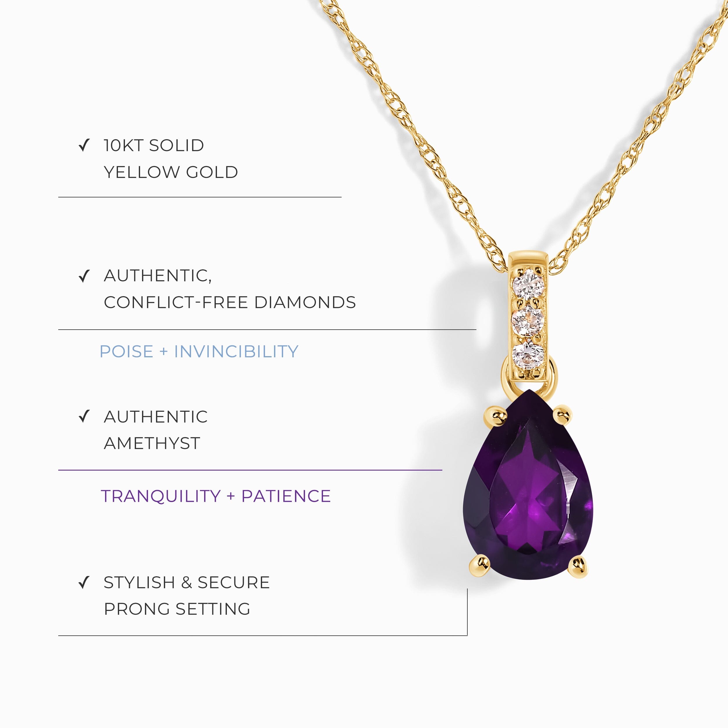 Amethyst Diamond Necklace Sway - February Birthstone