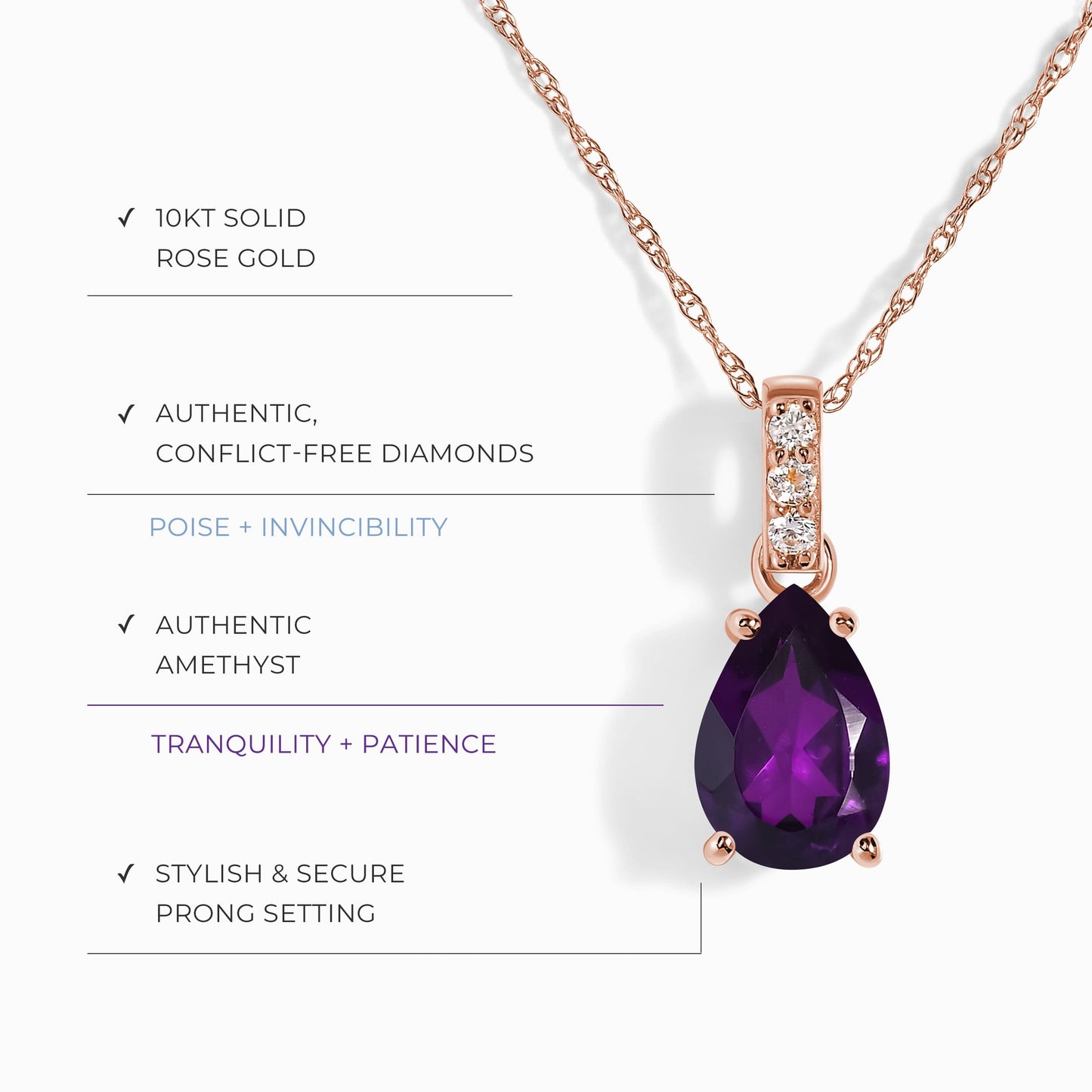 Collier Sway en améthyste et diamants - Pierre de naissance de février