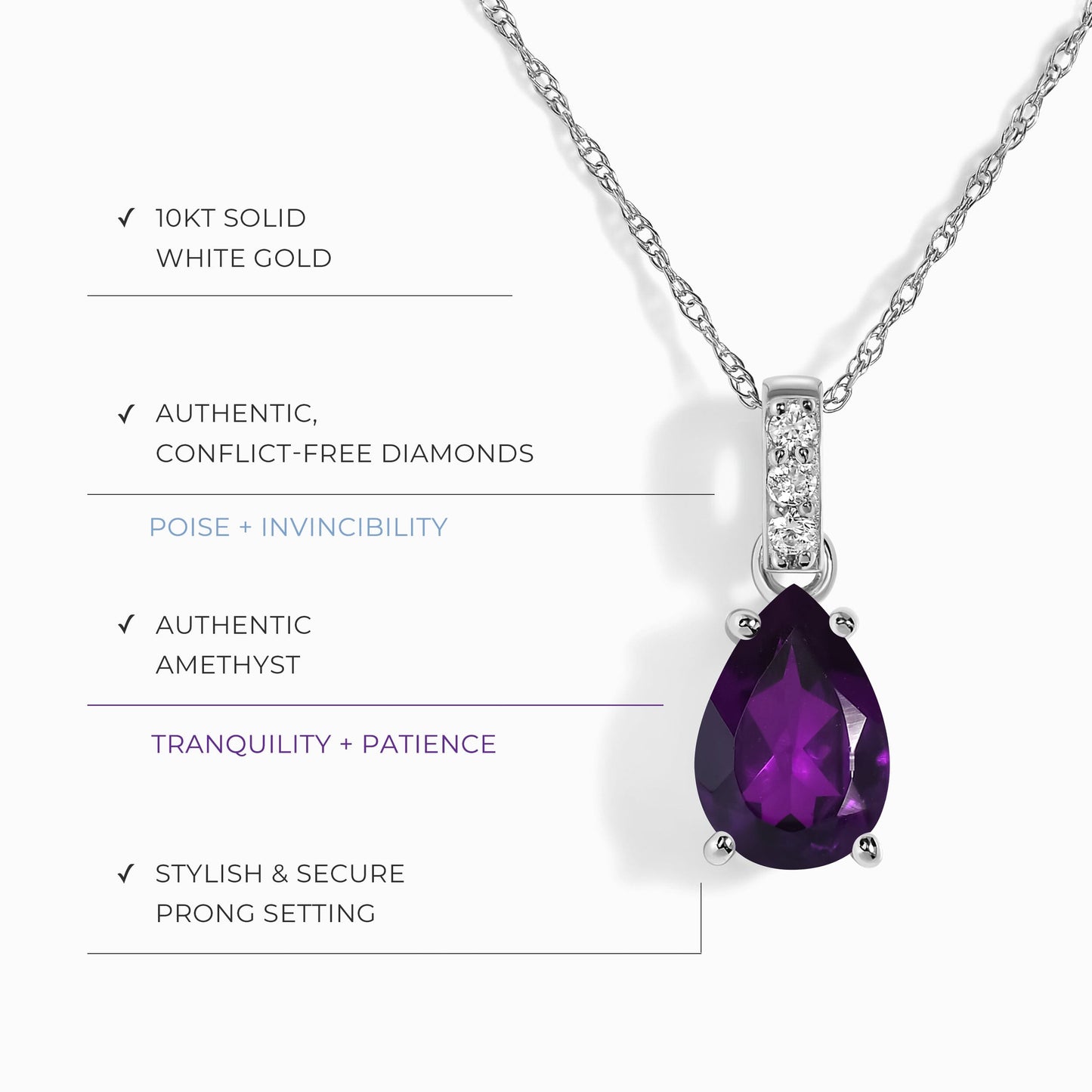 Collier Sway en améthyste et diamants - Pierre de naissance de février