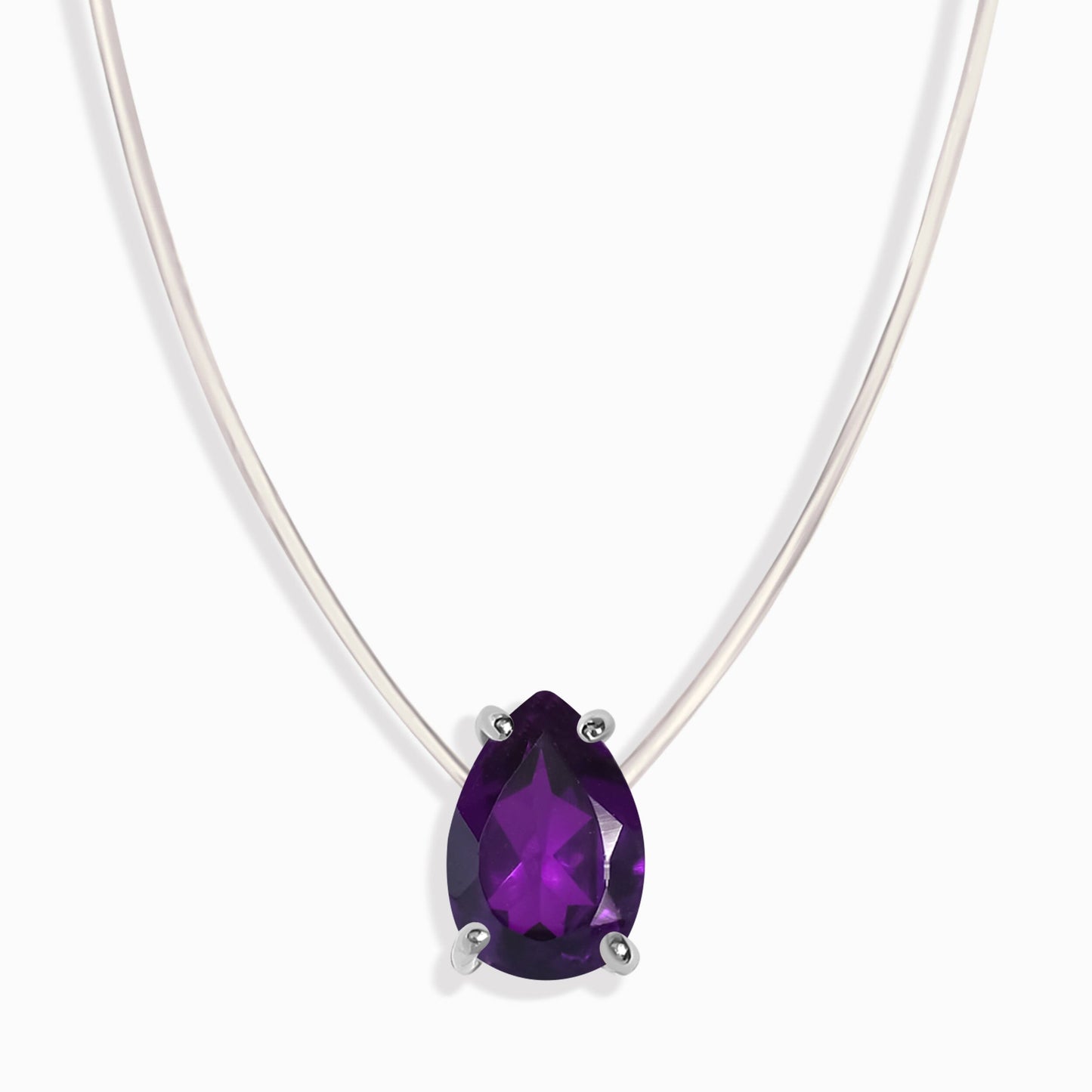 Collier d'améthyste flottant - Pierre de naissance de février