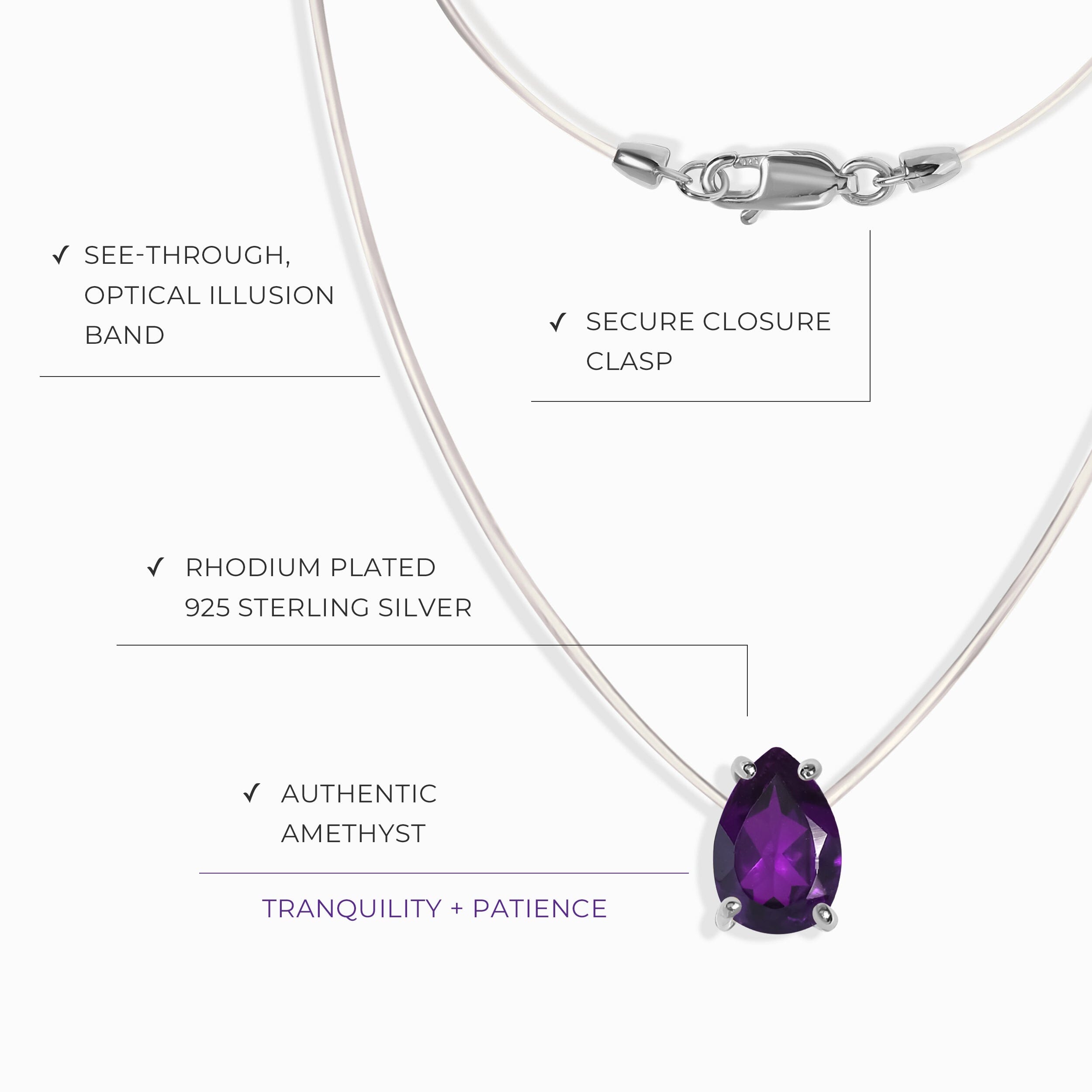 Amethyst Necklace Floating Sway - February Birthstone