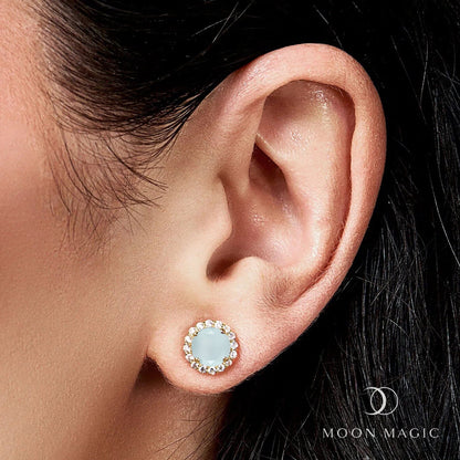 Aquamarine Venus Studs - March Birthstone