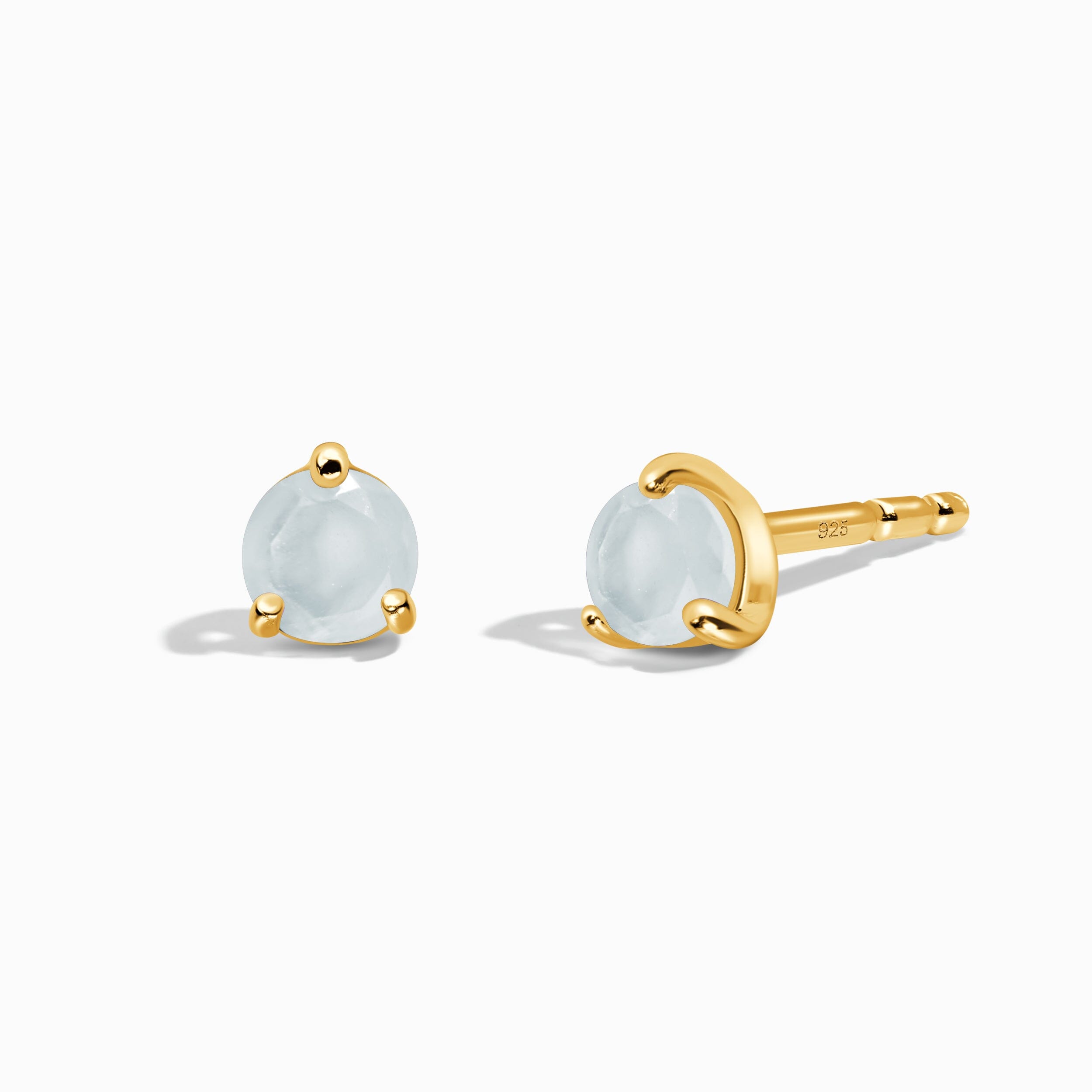 Aquamarine Round Studs - March Birthstone