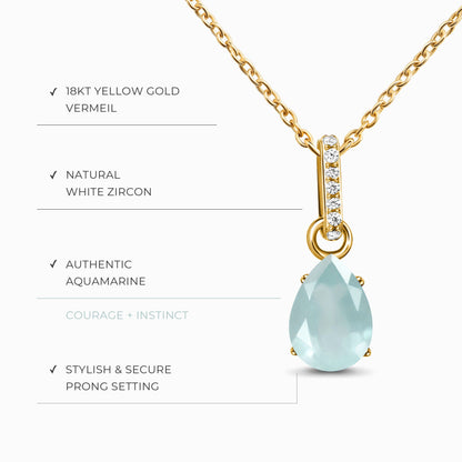 Aquamarine Birthstone Sway Necklace & Herringbone Chain