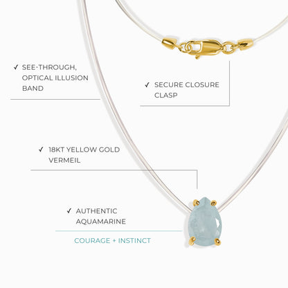 Aquamarine Necklace Floating Sway - March Birthstone