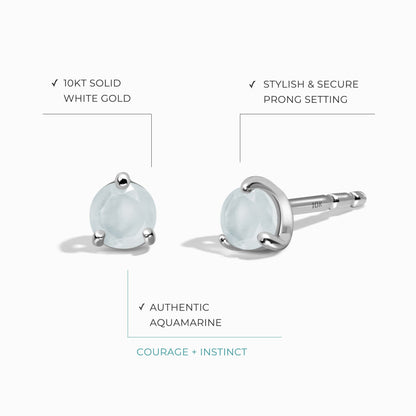 Aquamarine Round Studs - March Birthstone