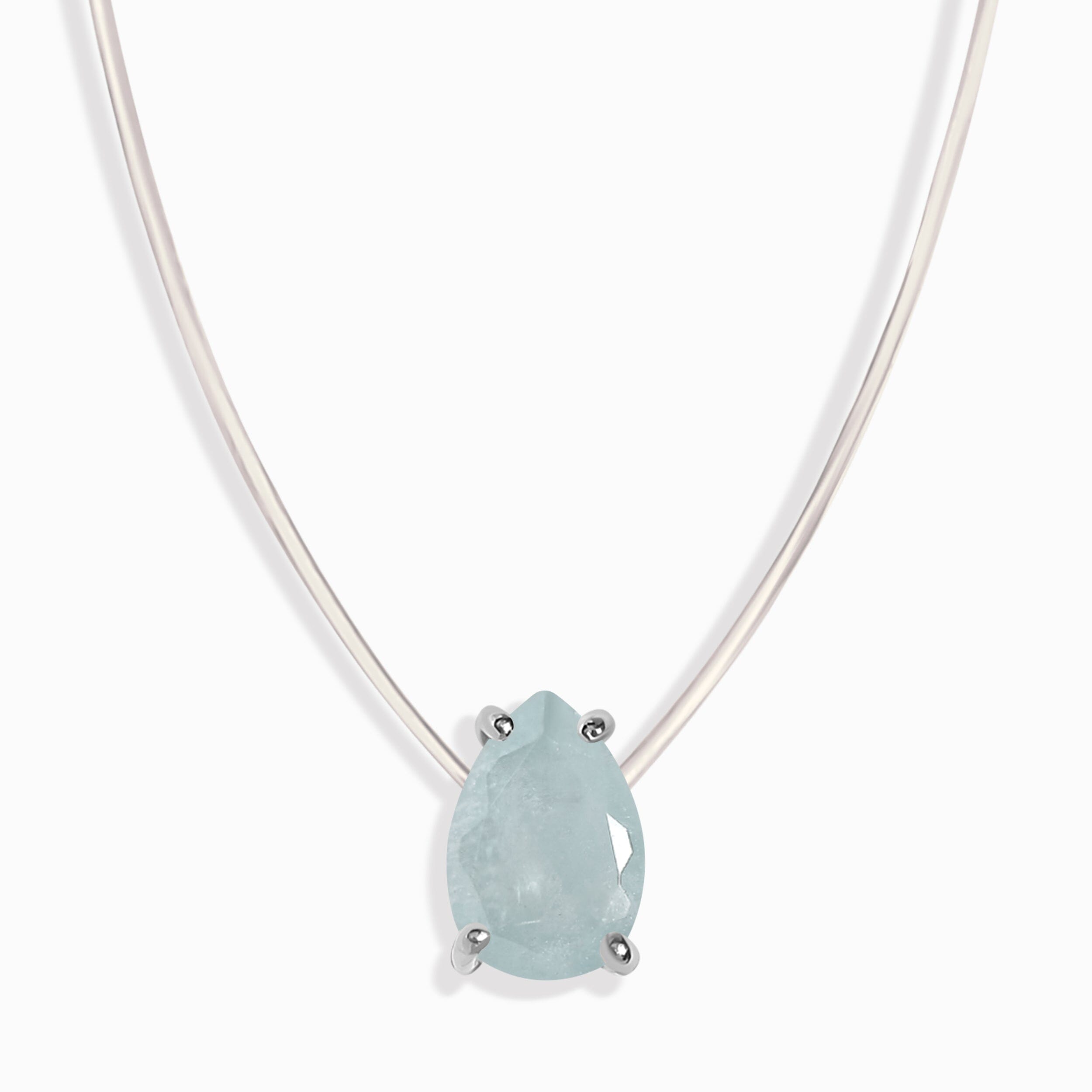 Aquamarine Necklace Floating Sway - March Birthstone