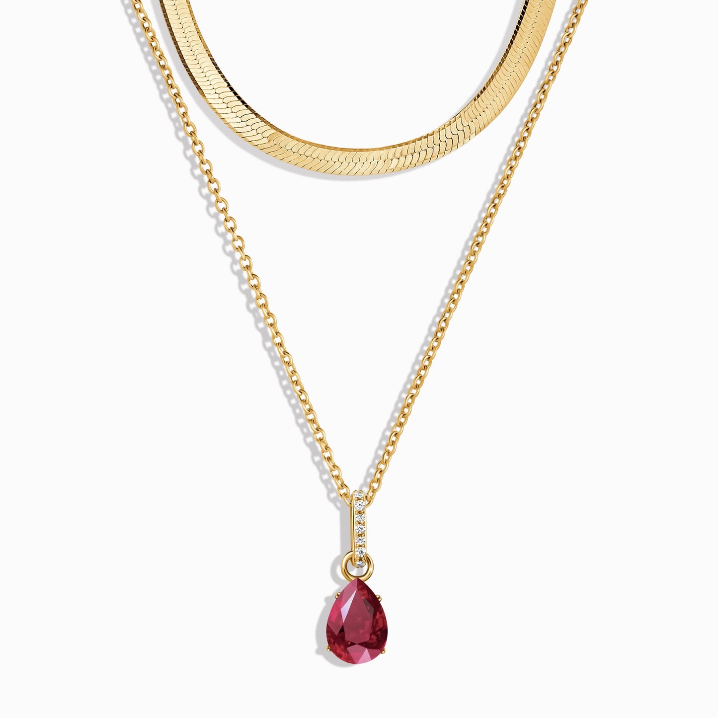 Collier Sway avec pierre de naissance rubis et chaîne à chevrons