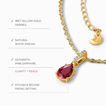 Collier Sway avec pierre de naissance rubis et chaîne à chevrons