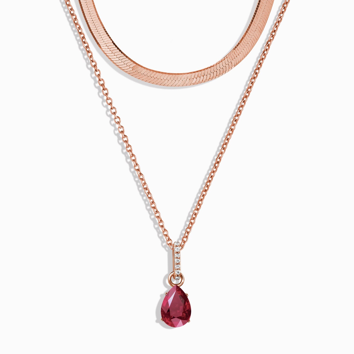 Collier Sway avec pierre de naissance rubis et chaîne à chevrons