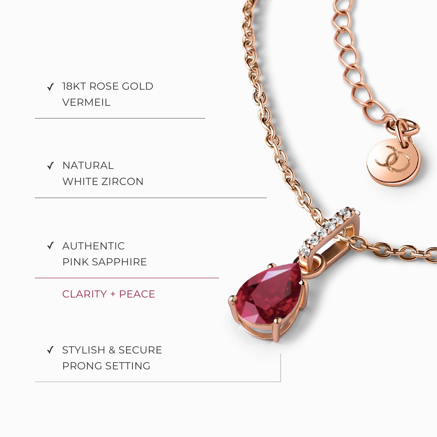 Collier Sway avec pierre de naissance rubis et chaîne à chevrons