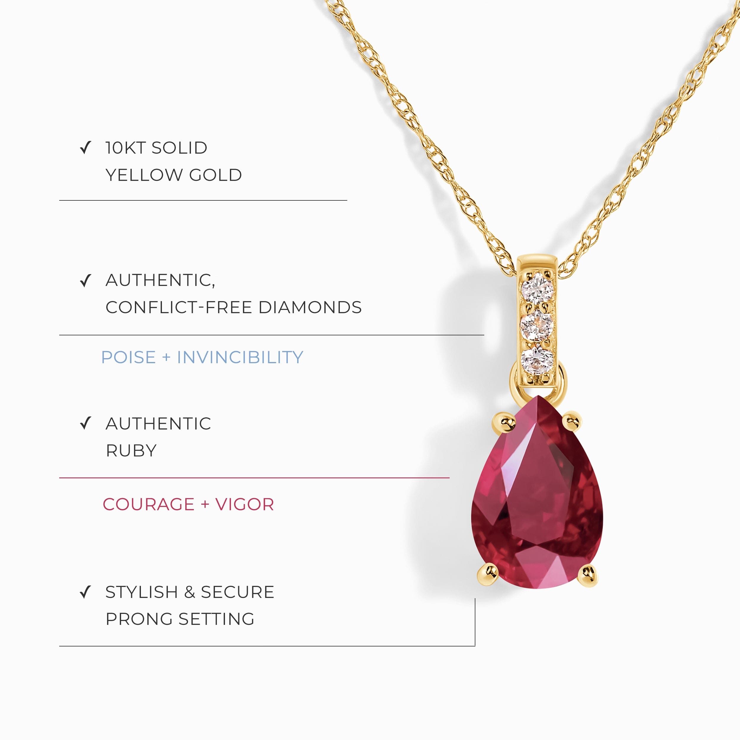 Ruby Diamond Necklace Sway - July Birthstone