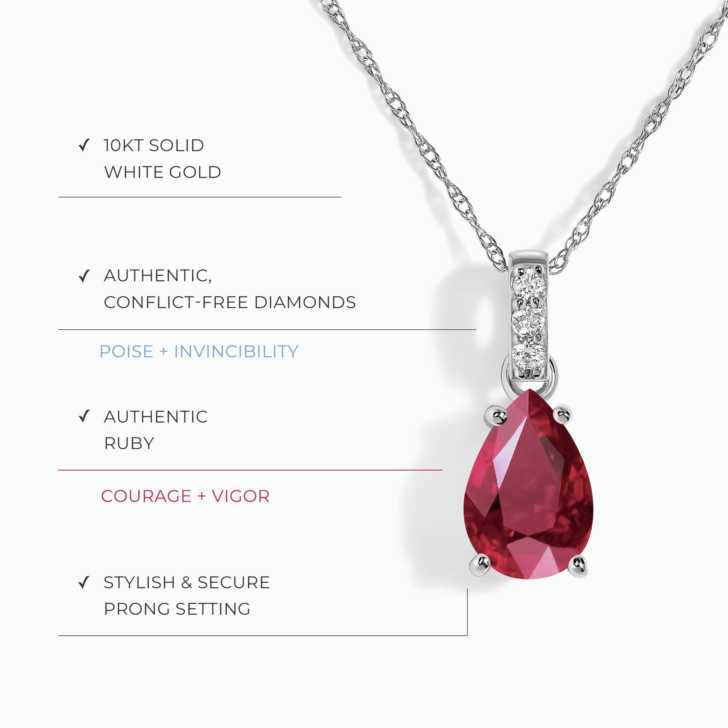 Ruby Diamond Necklace Sway - July Birthstone