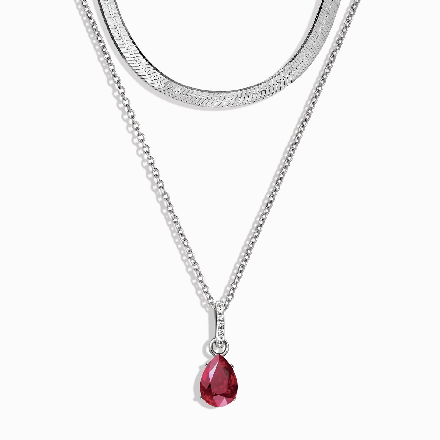 Collier Sway avec pierre de naissance rubis et chaîne à chevrons