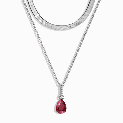 Collier Sway avec pierre de naissance rubis et chaîne à chevrons
