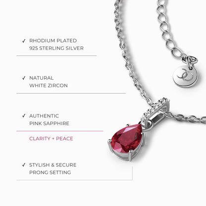 Collier Sway avec pierre de naissance rubis et chaîne à chevrons