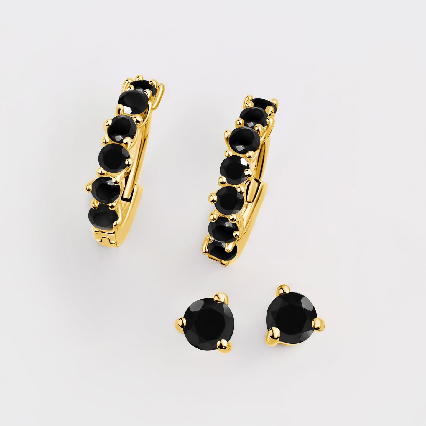 Ensemble de boucles d'oreilles créoles en onyx noir - High Vibes