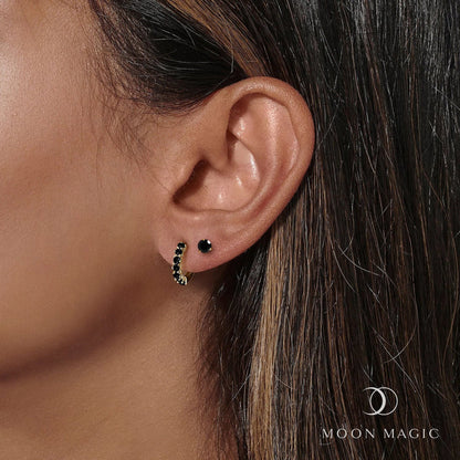 Ensemble de boucles d'oreilles créoles en onyx noir - High Vibes