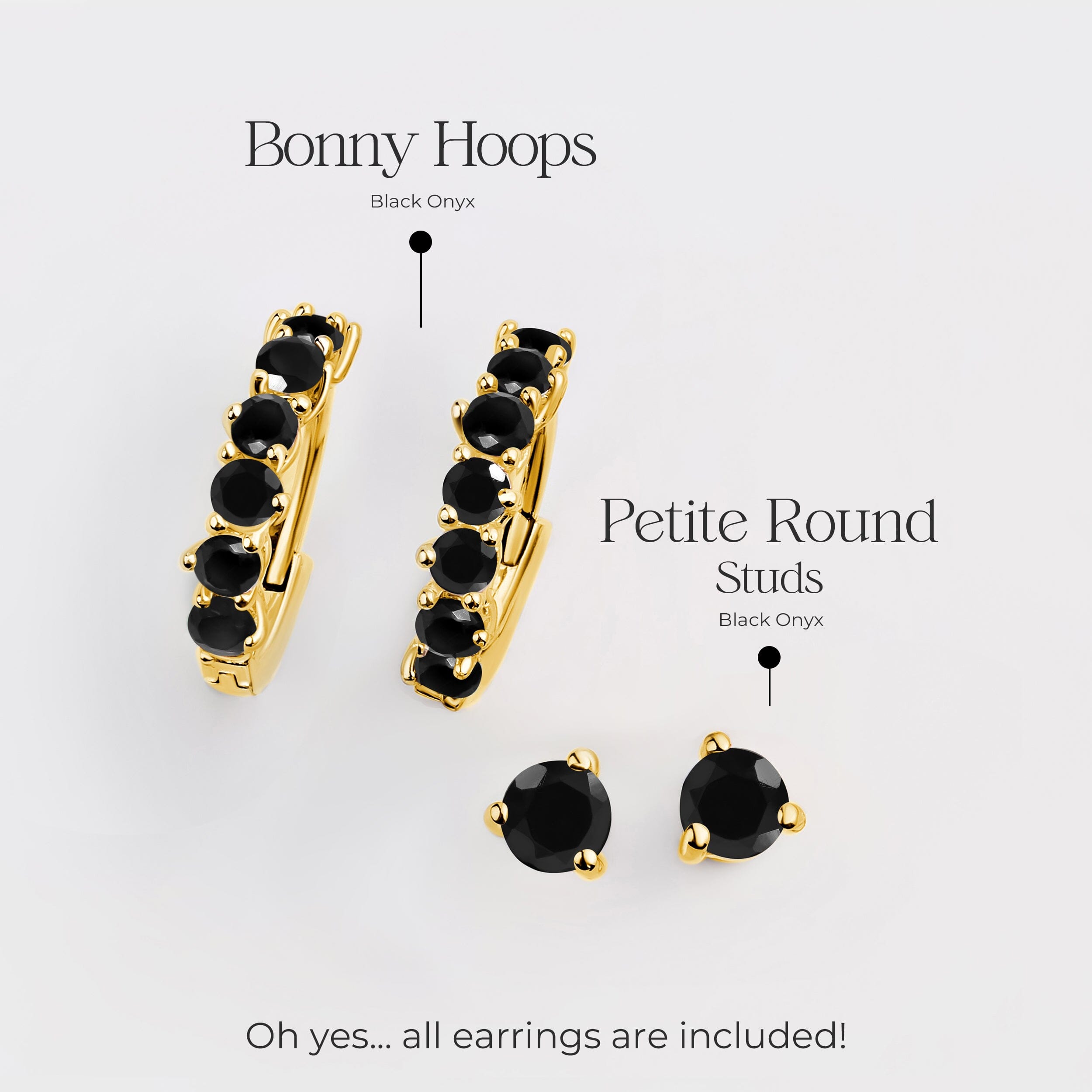 Black Onyx Hoop Earring Set - High Vibes