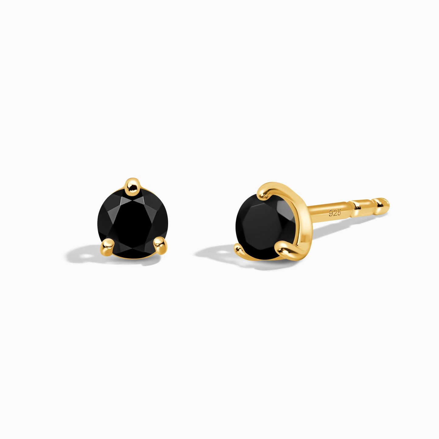 Clous d'oreilles ronds en onyx noir - Pierre de naissance de décembre
